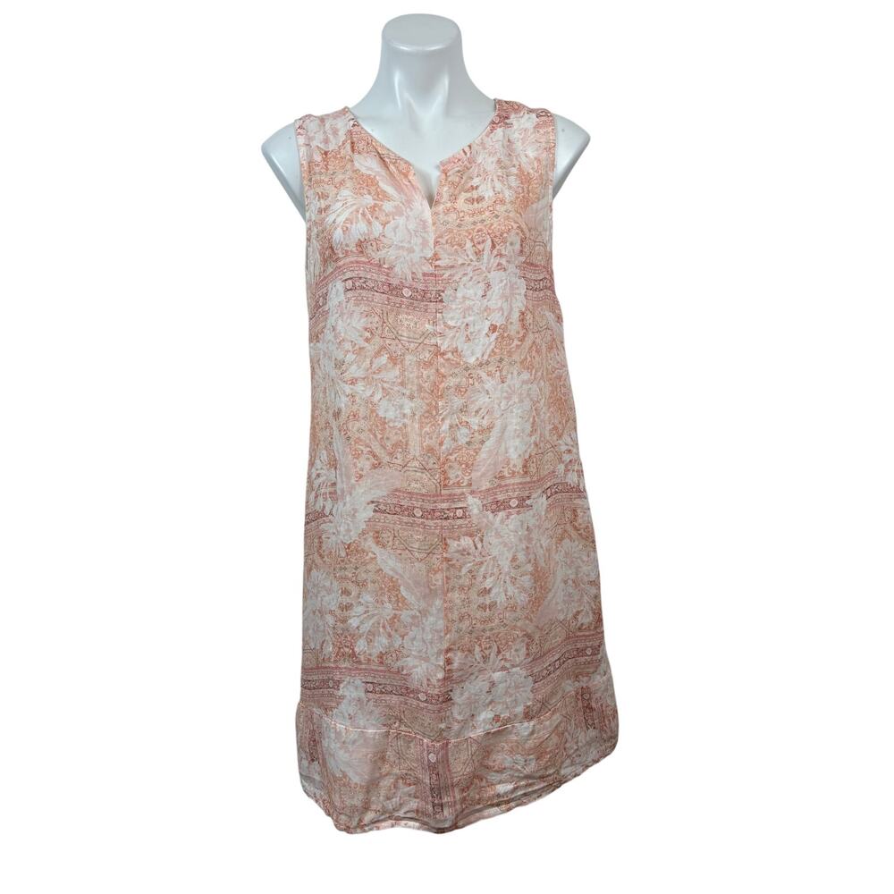 Terzo Millenio Linen Dress Sleeveless Size large Shift Split Neck
